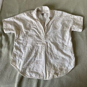 Anthropologie White Embroidered Shirt